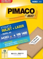 Ficha técnica e caractérísticas do produto Etiqueta Inkjet/Laser A4 363 38,1x99 1400 Unidades Pimaco - 1