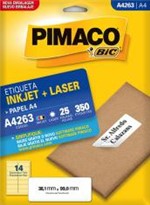 Ficha técnica e caractérísticas do produto Etiqueta Inkjet/Laser A4 263 38,1x99 350 Unidades Pimaco - 953010