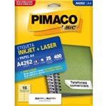 Ficha técnica e caractérísticas do produto Etiqueta Inkjet/Laser A4 262 33,9x99 400 Unidades Pimaco