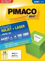Ficha técnica e caractérísticas do produto Etiqueta Inkjet/Laser A4 361 46,5x63,5 1800 Unidades Pimaco - 1