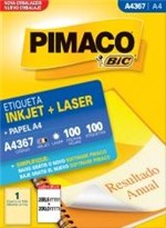 Ficha técnica e caractérísticas do produto Etiqueta Inkjet/Laser A4 367 288,5x200 100 Unidades Pimaco - 1