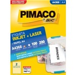 Ficha técnica e caractérísticas do produto Etiqueta Inkjet/Laser A4 368 143,4x199 200 Unidades Pimaco