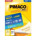 Ficha técnica e caractérísticas do produto Etiqueta Inkjet Laser A4 288,5X200Mm A4367 Pimaco