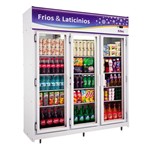 Ficha técnica e caractérísticas do produto Expositor de Bebidas Vertical 3 Portas 1080 Litros Economic RF-022 - Frilux