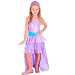 Ficha técnica e caractérísticas do produto Fantasia Barbie Princesa Pop Star Infantil Luxo com Coroa - G / 9 - 12