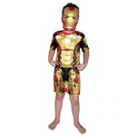 Ficha técnica e caractérísticas do produto Fantasia Curta Iron Man 3 Dourada P 0903 Rubies