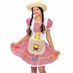 Ficha técnica e caractérísticas do produto Fantasia de Festa Junina Infantil Vestido Caipira com Avental