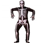 Ficha técnica e caractérísticas do produto Fantasia de Halloween Adulta Masculino Luxo Esqueleto com Máscara e Luvas G 44-46