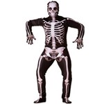 Ficha técnica e caractérísticas do produto Fantasia de Halloween Adulta Masculino Luxo Esqueleto com Máscara e Luvas - G