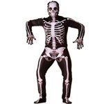 Ficha técnica e caractérísticas do produto Fantasia de Halloween Adulta Masculino Luxo Esqueleto com Máscara e Luvas - M 40 - 42