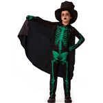 Fantasia de Halloween Esqueleto Infantil com Luva Capa e Chapéu - Fantasias Carol Fsp