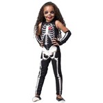 Ficha técnica e caractérísticas do produto Fantasia de Halloween Infantil de Esqueletinha com Luvas - G