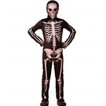Ficha técnica e caractérísticas do produto Fantasia de Halloween Infantil Masculino Esqueleto com Gorro Estampado M 5-8