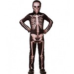 Ficha técnica e caractérísticas do produto Fantasia de Halloween Infantil Masculino Esqueleto com Gorro Estampado