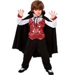 Ficha técnica e caractérísticas do produto Fantasia de Halloween Infantil Masculino Vampiro Conde Drácula G 7-10