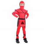 Ficha técnica e caractérísticas do produto Fantasia de Ninja Samurai Vermelho com Gorro Infantil Luxo