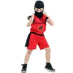 Ficha técnica e caractérísticas do produto Fantasia de Ninja Samurai Vermelho Curta Verão com Capuz - G