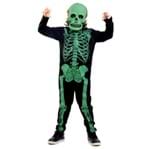 Ficha técnica e caractérísticas do produto Fantasia Esqueleto Macacão Verde Infantil - Halloween P