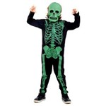 Ficha técnica e caractérísticas do produto Fantasia Esqueleto Verde Infantil - Halloween - M