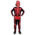 Ficha técnica e caractérísticas do produto Fantasia Esqueleto Vermelho Infantil - Halloween P