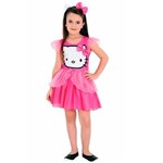 Ficha técnica e caractérísticas do produto Fantasia Hello Kitty Infantil Completa com Tiara Sulamericana - G / 9 - 12
