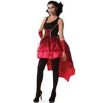 Ficha técnica e caractérísticas do produto Fantasia Vampira Adulto Feminino Luxo Halloween Completa com Luvas e Dentadura