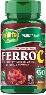 Ficha técnica e caractérísticas do produto Ferro + Vitamina C 60 Cápsulas Unilife Vitamins
