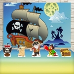Ficha técnica e caractérísticas do produto Festa Aniversário Pirata Decoração Cenários Kit Prata