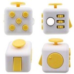 Ficha técnica e caractérísticas do produto Fidget Cubo para Ansiedade Spinner - Branco C/ Amarelo