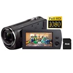 Ficha técnica e caractérísticas do produto Filmadora Handycam HDR-CX220 Sony Full HD Preta LCD 2,7" - Zoom Óptico 32x e Digital 320X, Estabilizador Steadyshot e Foto 8.9MP + Cartão 4GB