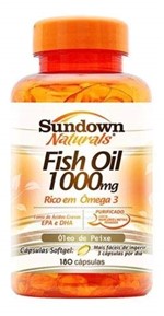 Ficha técnica e caractérísticas do produto Fish Oil 1000 Mg Ômega 3 Óleo de Peixe Sundown 180 Cápsulas