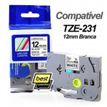 Fita Compatível TZe-231 (12mm) para Rotulador Brother (Preto Sobre Branco)