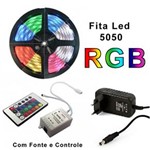 Ficha técnica e caractérísticas do produto Fita Led RGB 5050 Rolo 5 Metros Controle 16 Cores