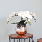 Ficha técnica e caractérísticas do produto Flores Artificiais Arranjo De Orquídeas Branco Artificial No Vaso Rose Gold|linha Permanente Formosinha