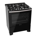 Fogão 5 Bocas Atlas Preto com Mesa de Vidro - UTop Glass com Acendimento Automático e Forno de 119,5L - Bivolt - Atlas E...