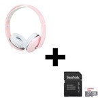 Ficha técnica e caractérísticas do produto Fone de Ouvido Bluetooth com Microfone MP3 SD FM KNUP KP-420 Rosa + Cartão de Memória ULTRA 16GB Cla