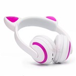 Ficha técnica e caractérísticas do produto Fone de Ouvido Bluetooth Orelhas de Gato com LED Branco Rosa - Xtrad