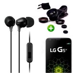 Ficha técnica e caractérísticas do produto Fone de Ouvido com Microfone Preto + Kit Lentes Olho de Peixe para Lg G5