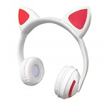 Ficha técnica e caractérísticas do produto Fone de Ouvido Headphone Bluetooth Orelha de Gato LED Branco
