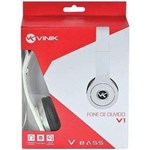 Ficha técnica e caractérísticas do produto Fone de Ouvido Headphone Vinik V-Bass V1 Branco