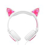 Ficha técnica e caractérísticas do produto Fone de Ouvido Orelhas de Gato com LED Branco Rosa