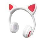 Fone de Ouvido Bluetooth Orelha de Gato com Led Headfone Branco - Exbom