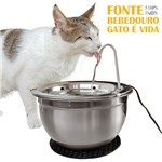 Fonte Bebedouro Automático para Gatos em Aço Inox - 110v