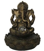 Fonte de Água Ganesha com Flor de Lótus Grande (37cm) - Relaxar e Meditar