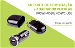 Ficha técnica e caractérísticas do produto Fonte de Alimentação e Adaptador Veicular USB Kit
