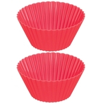Ficha técnica e caractérísticas do produto Forma De Silicone Bolo Cupcake Pudim Petit Gateau 2 Unidades Vermelho