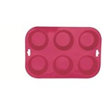 Ficha técnica e caractérísticas do produto Forma Silicone para Cupcake 6 Divisões - Vermelha