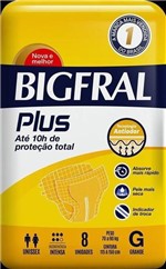 Ficha técnica e caractérísticas do produto Fralda Geriatrica BigFral Plus G 8 Unidades