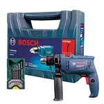Ficha técnica e caractérísticas do produto Furadeira de Impacto 550W 1/2" Bosch GSB 550 com Maleta e 7 Brocas 127V