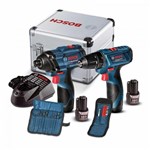 Furadeira e Parafusadeira GSR 120-LI + Chave de Impacto GDR 120-LI com Maleta de Aluminío + 2 Kits B - Bosch